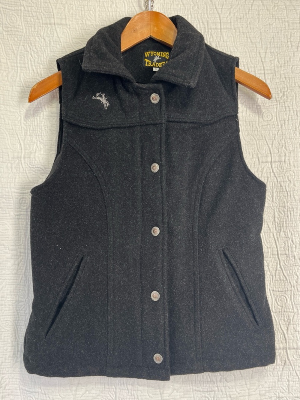 Wyoming Traders Montana Vest Womens Small Australian Wool Button Zip Cowgirl Top